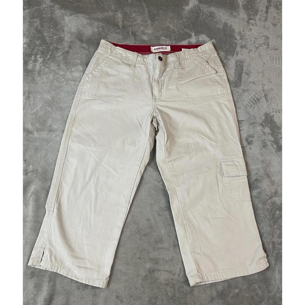 Hydraulic Pants Womens Sz 9/10 Beige Khaki Carpenter Capri Crop Logo